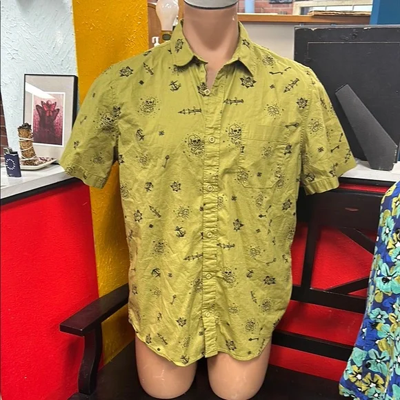 Lucky Brand Olive Green Casual Button Down Shirt - Picture 1 of 7